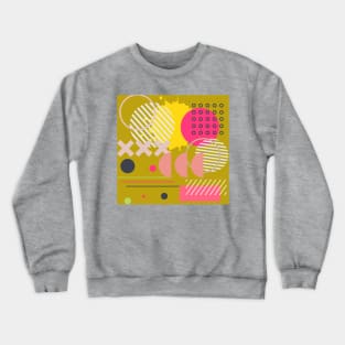 Modern Geometric Pattern Pastel  In Pale Rose, Pink, Lime, Yellow, and Ochre Gold Retro Doodle Style Crewneck Sweatshirt